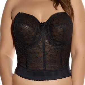 NEW Goddess Bridal Lace Strapless Underwire Bustier Longline Bra 689 0689 Black